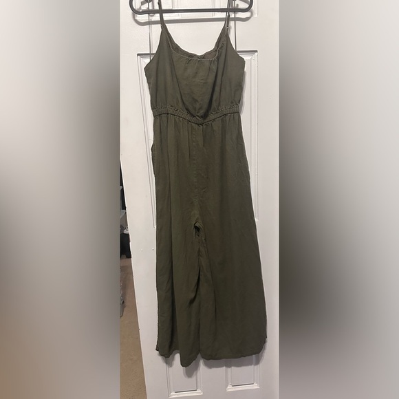Haute Hippie Style Womens Linen Blend Strappy Wide Leg Jumpsuit Medium Green - Picture 1 of 5